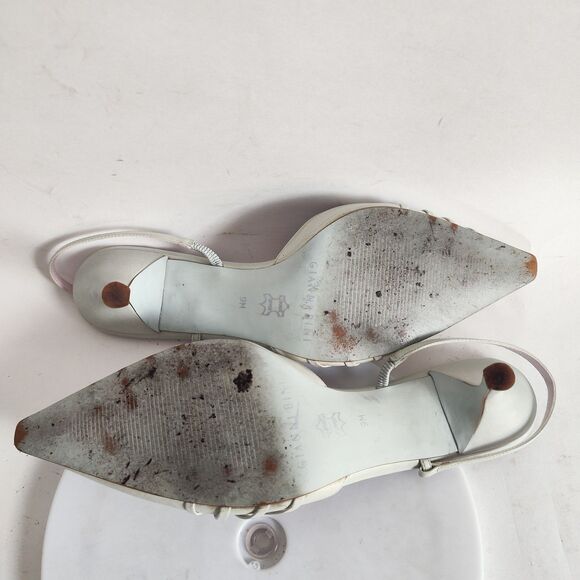 Gianni Bini Heels Size 9 Y2K 90s Mint Green Leather Pointy Square Toe Slingback - Picture 12 of 13